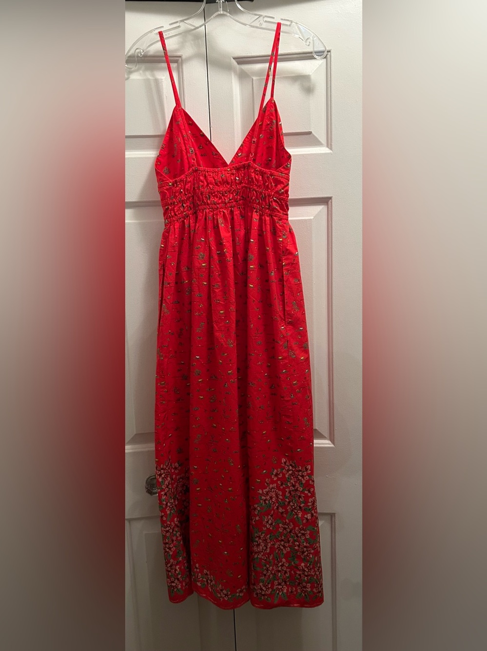 J. Crew Smocked-waist V-neck dress in map print - Picture 4 of 9